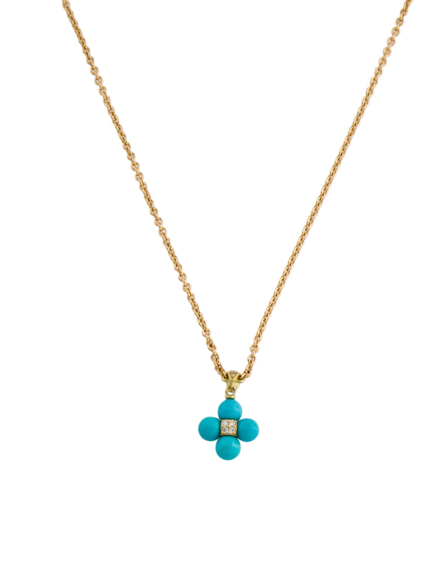 Paul Morelli 18K Turquoise & Diamond Sequence Small Pendant Necklace