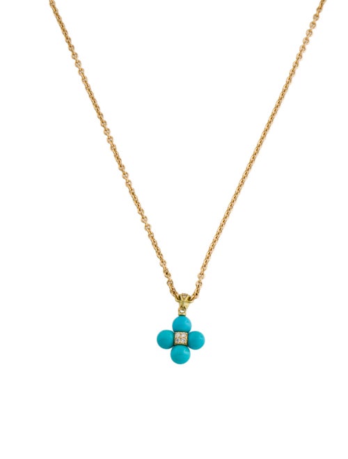 Paul Morelli 18K Turquoise & Diamond Sequence Small Pendant Necklace