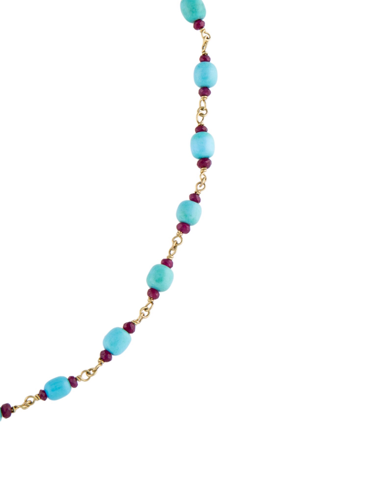 Paul Morelli 18K Turquoise & Glass Filled Ruby Bead Strand Necklace