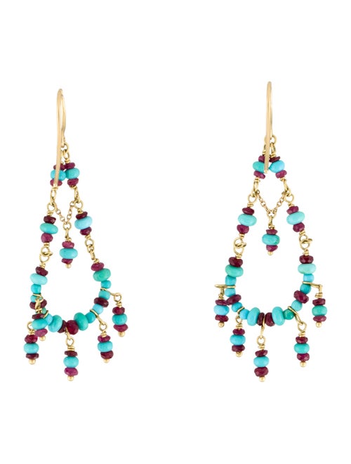 Paul Morelli 18K Turquoise & Glass-Filled Ruby Beaded Chandelier Earrings