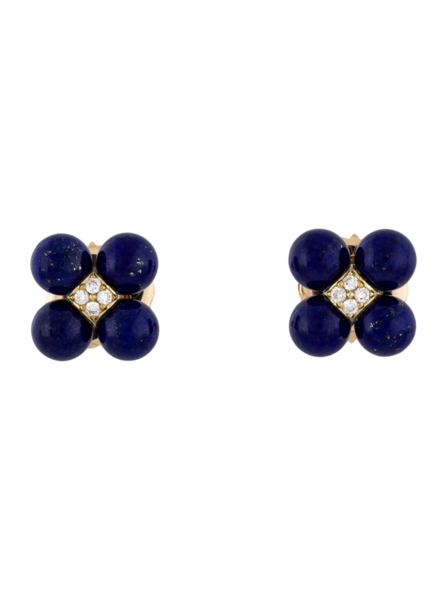 Paul Morelli 18K Lapis & Diamond Sequence Stud Earrings