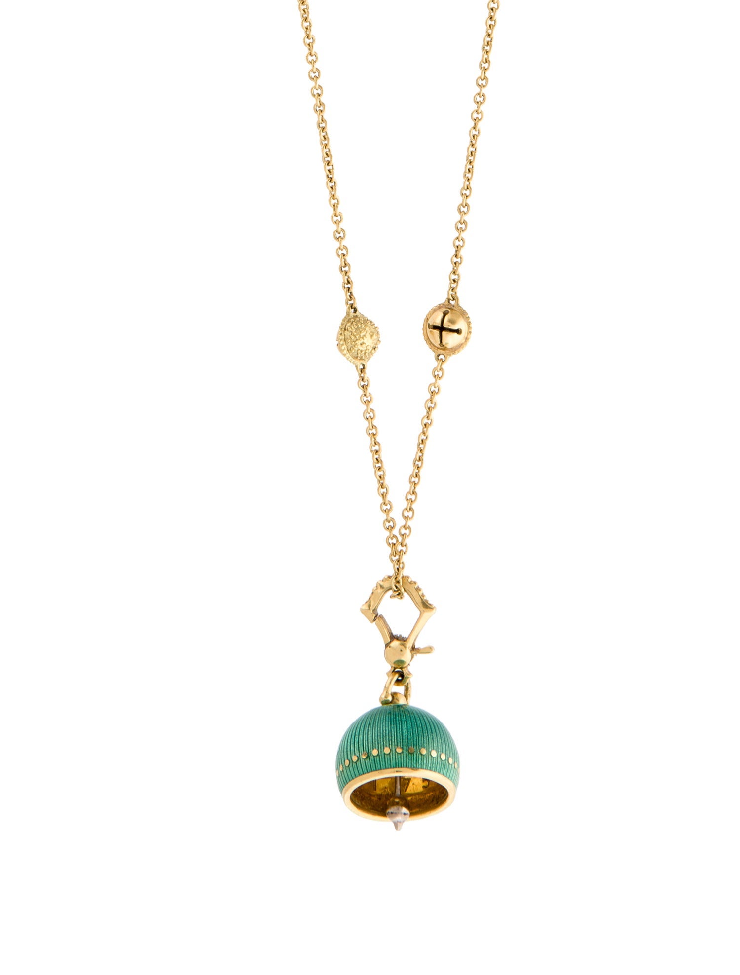 Paul Morelli 18K Enamel Vaulted Meditation Bell Pendant Necklace