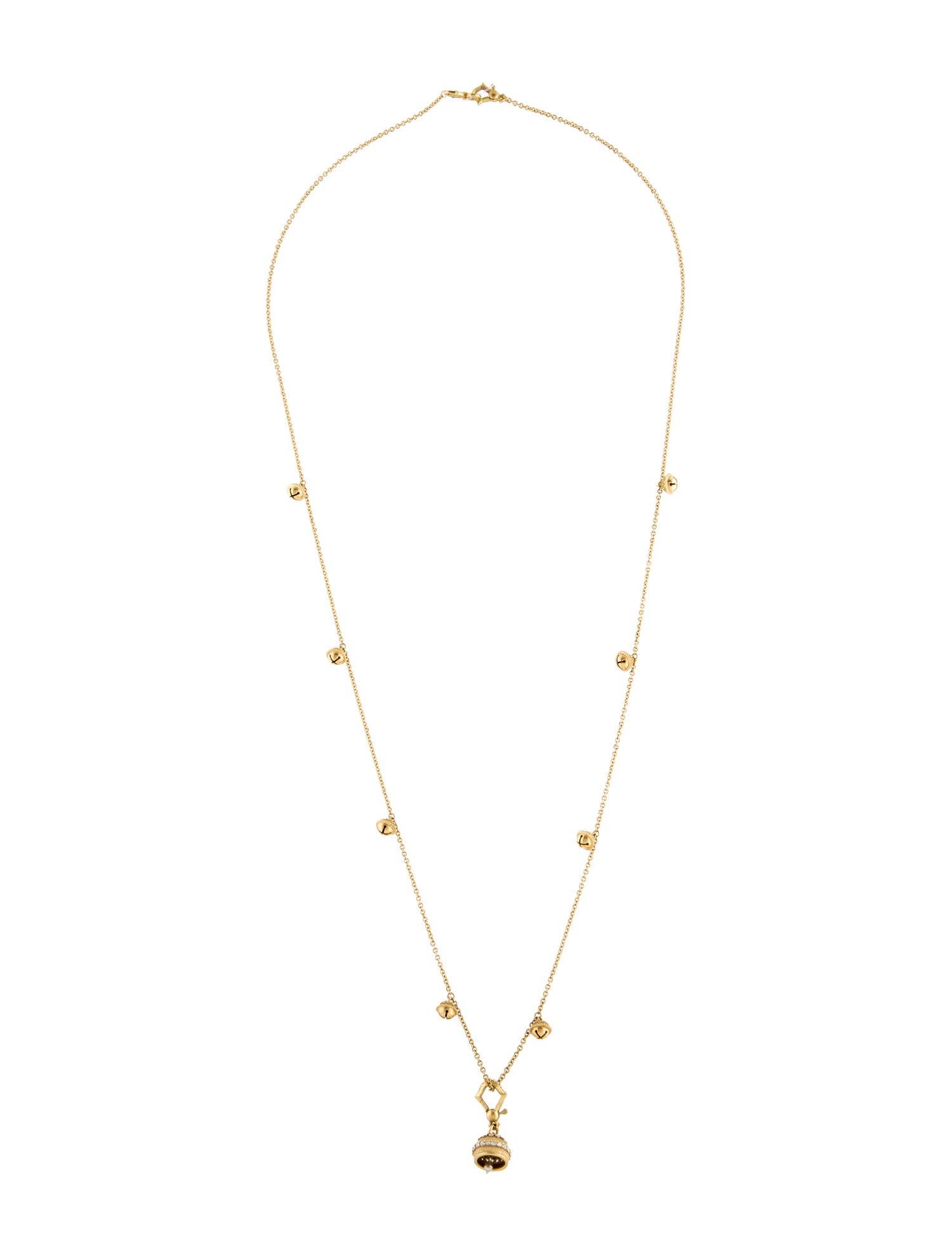 Paul Morelli 18K Diamond Meditation Bell Long Jingle Pendant Necklace