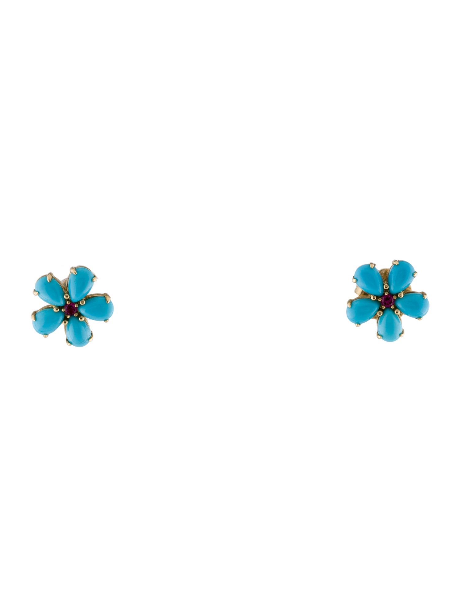 Paul Morelli 18K Turquoise & Ruby Petal Stud Earrings