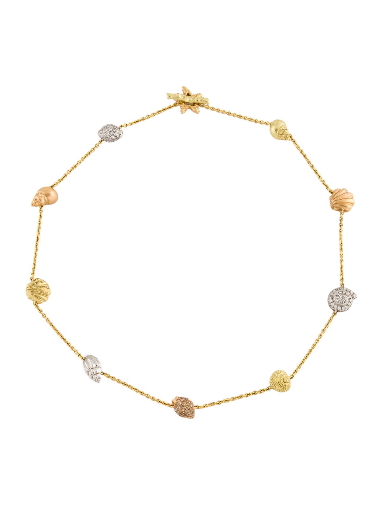 Paul Morelli 18K Diamond Shell Station Necklace