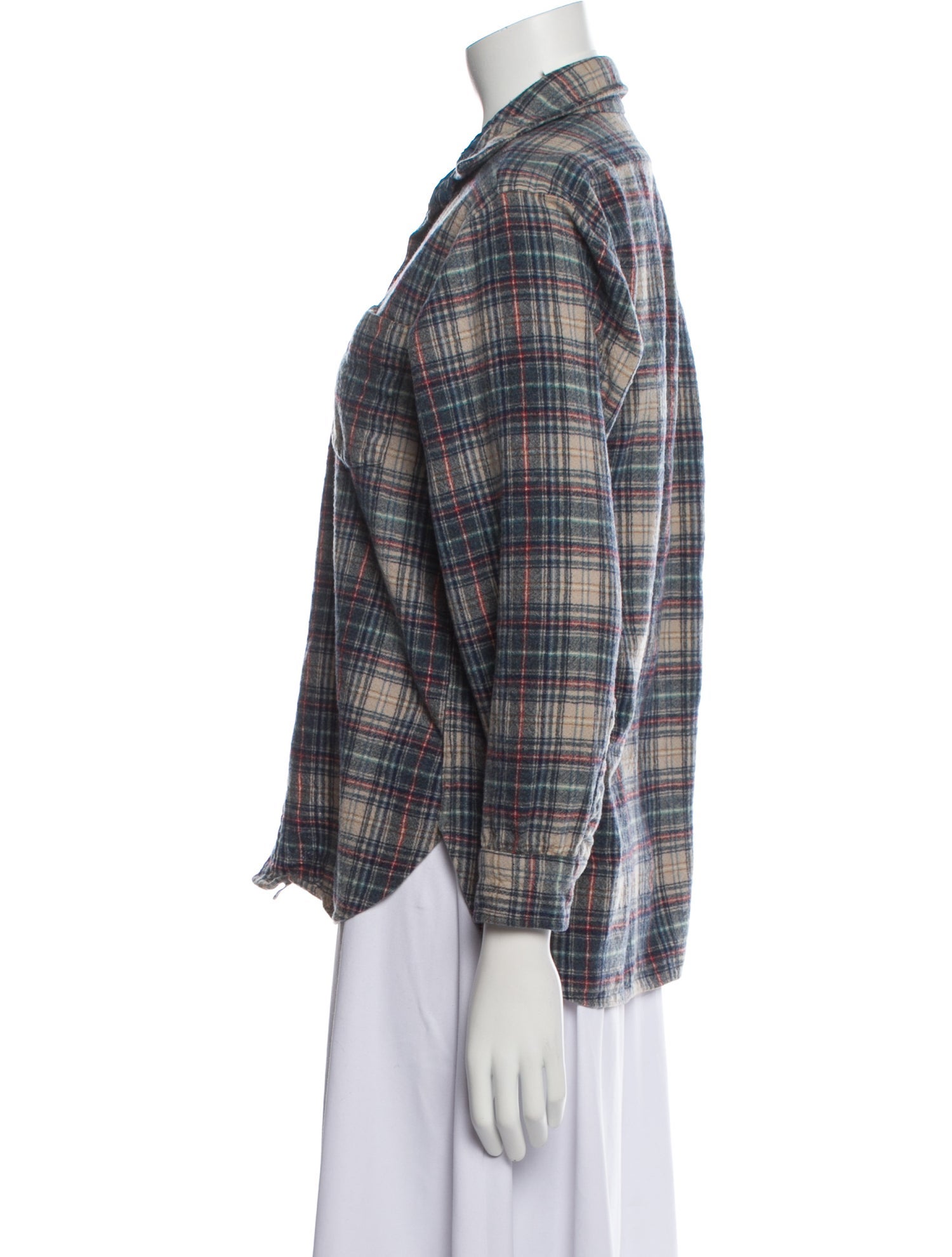 Pendleton Virgin Wool Plaid Print Button-Up Top