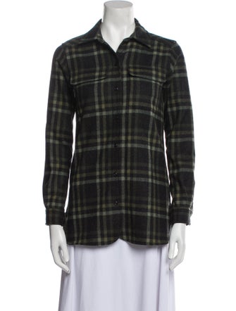 Pendleton Plaid Print Long Sleeve Button-Up Top