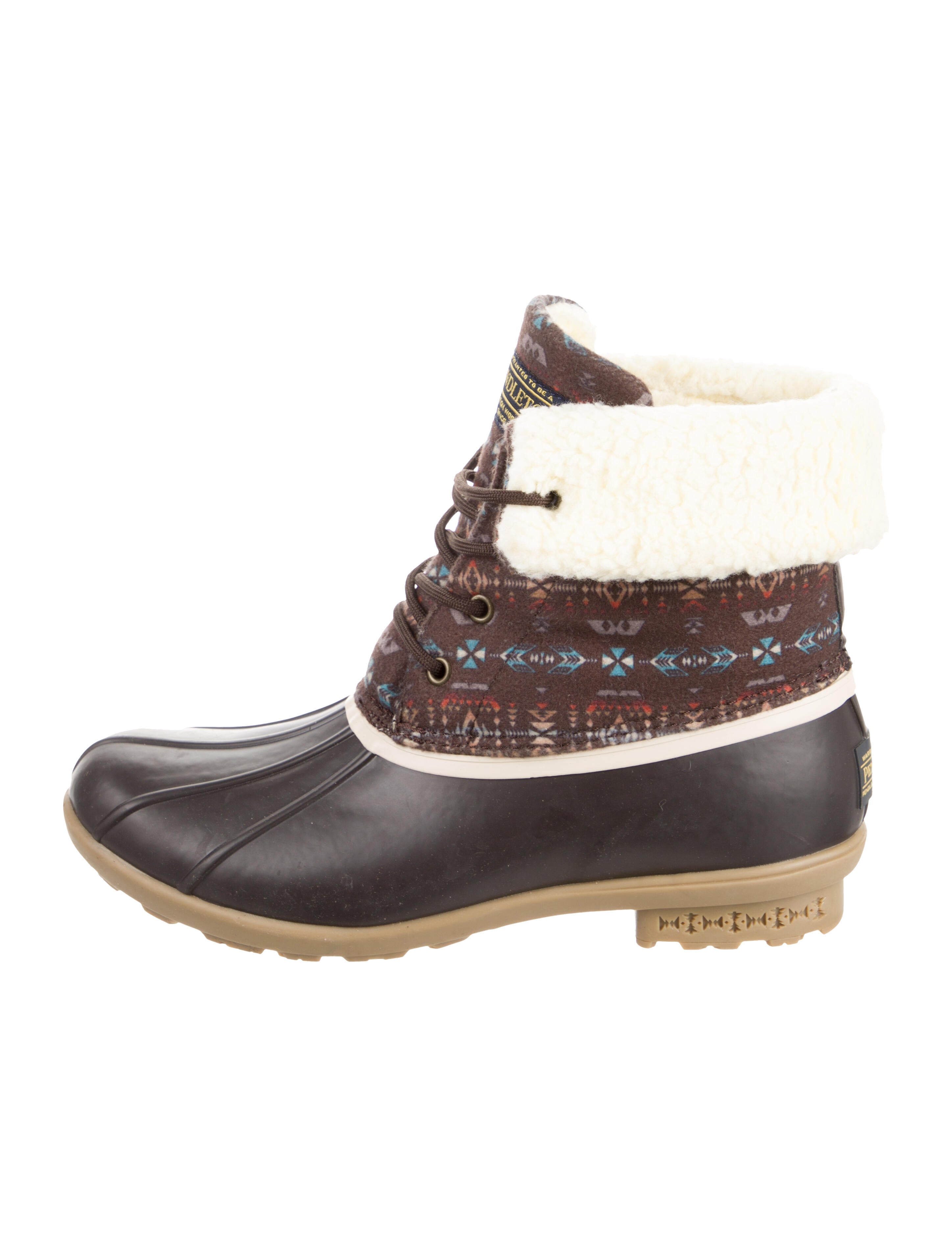 Pendleton Leather Printed Lace-Up Boots