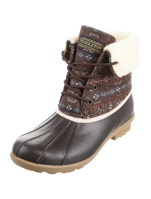 Pendleton Leather Printed Lace-Up Boots