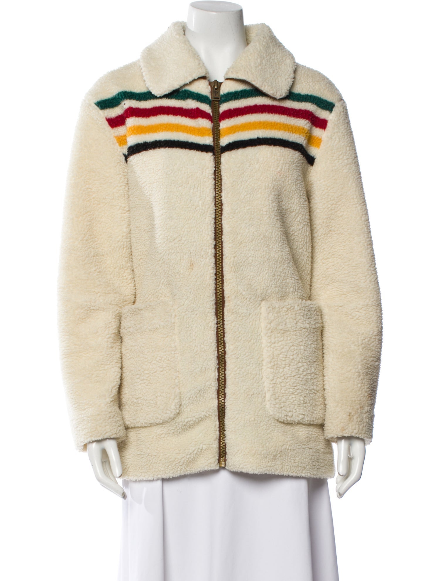 Pendleton Striped Faux Fur Coat