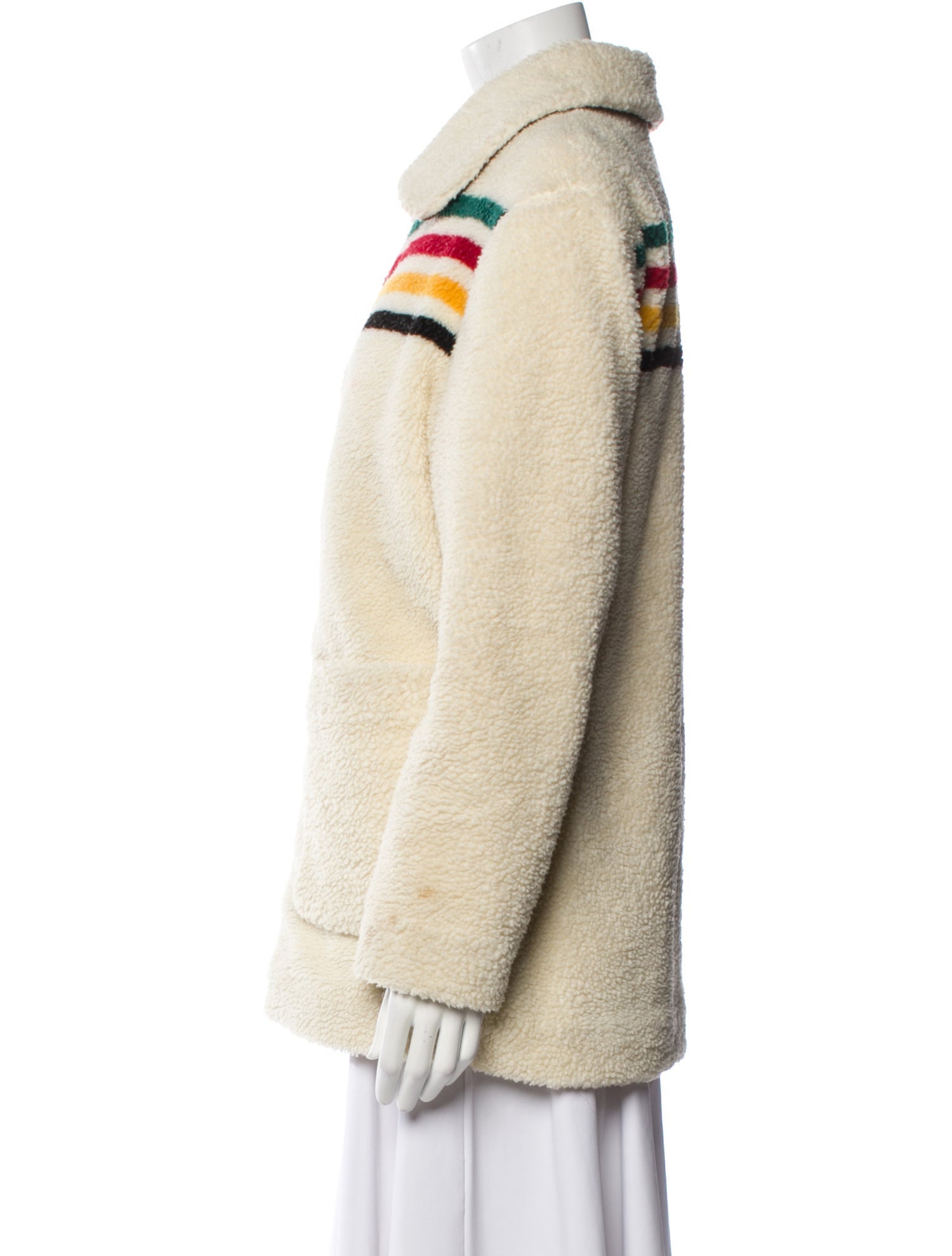 Pendleton Striped Faux Fur Coat