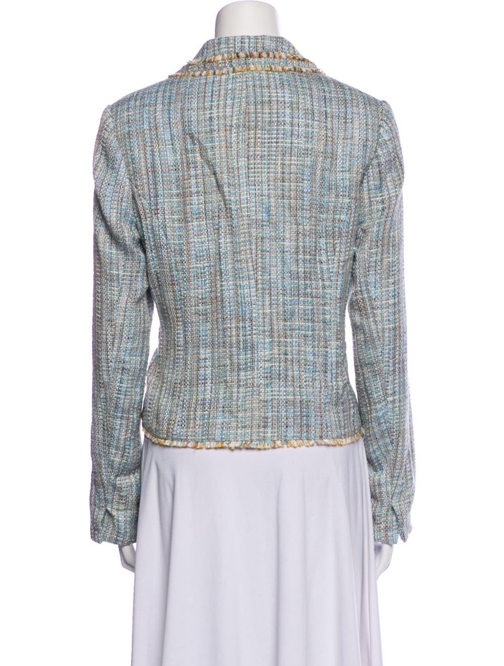 Pendleton Blazer Blue Tweed Pattern Raw-Edge Trim… - image 3