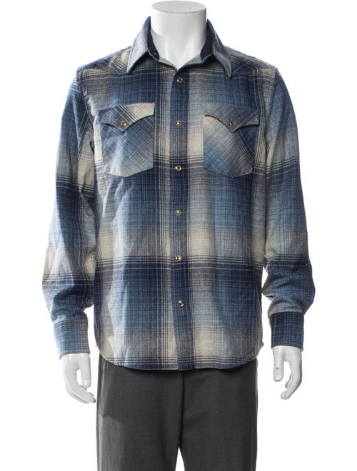 Pendleton Virgin Wool Plaid Print Denim Jacket