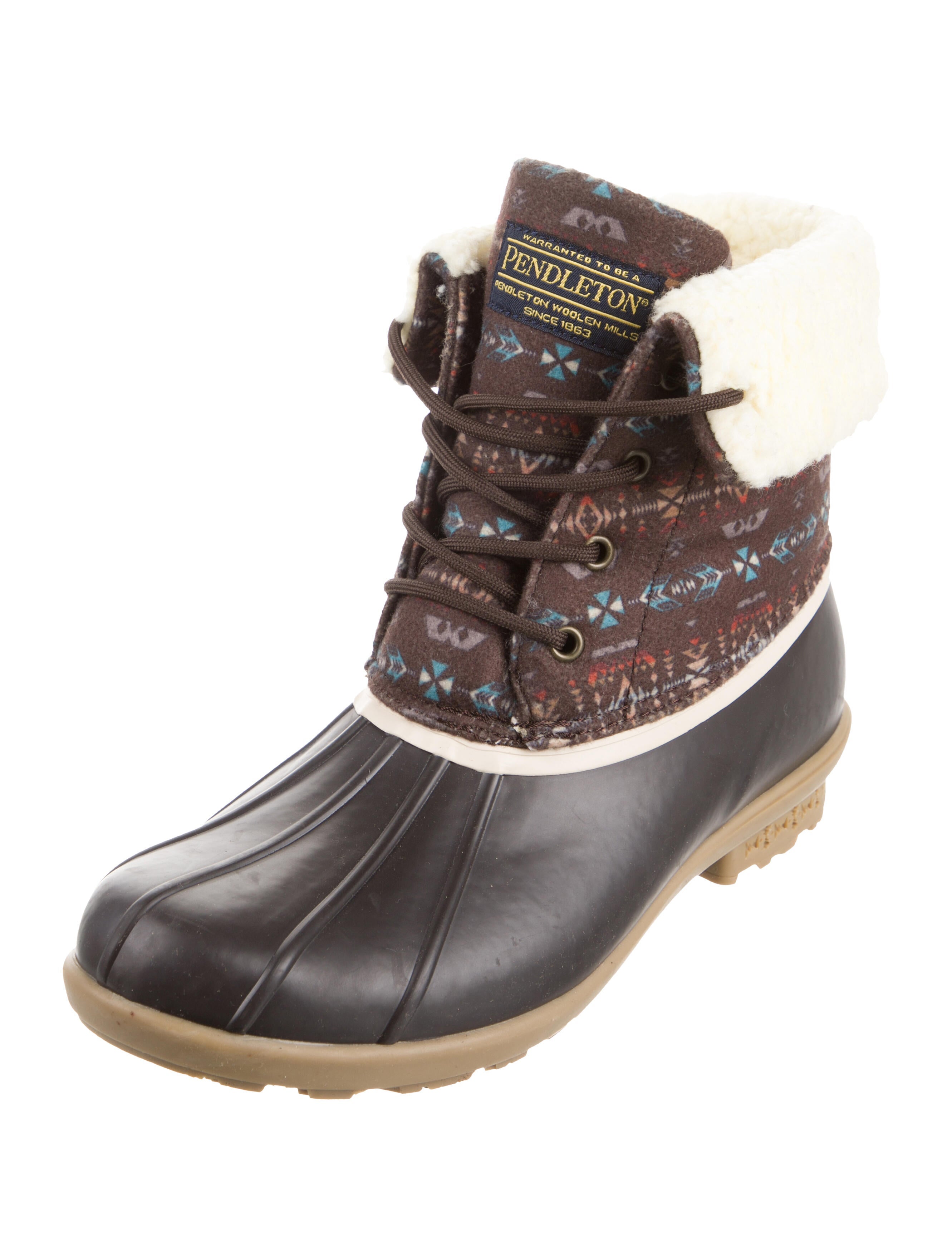 Pendleton Leather Printed Lace-Up Boots