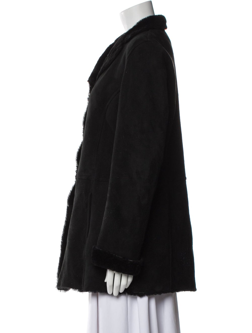 Pendleton Leather Fur Jacket Black Pointed Collar… - image 2