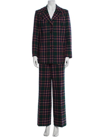 Pendleton Virgin Wool Plaid Print Pantsuit