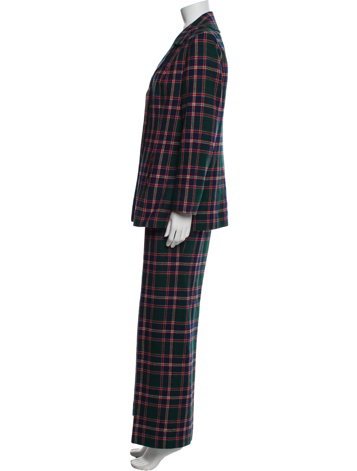 Pendleton Virgin Wool Plaid Print Pantsuit
