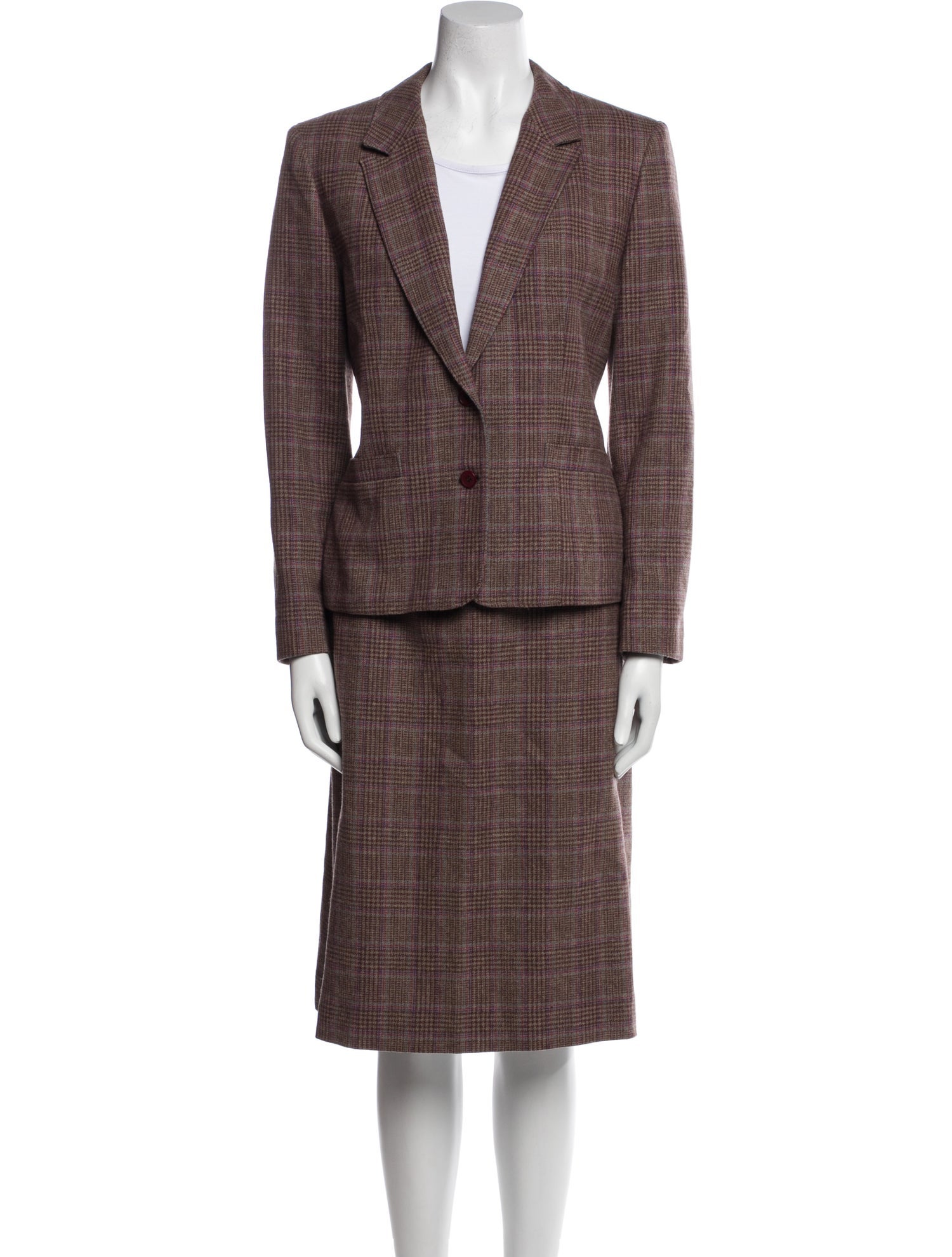 Pendleton Virgin Wool Plaid Print Skirt Suit
