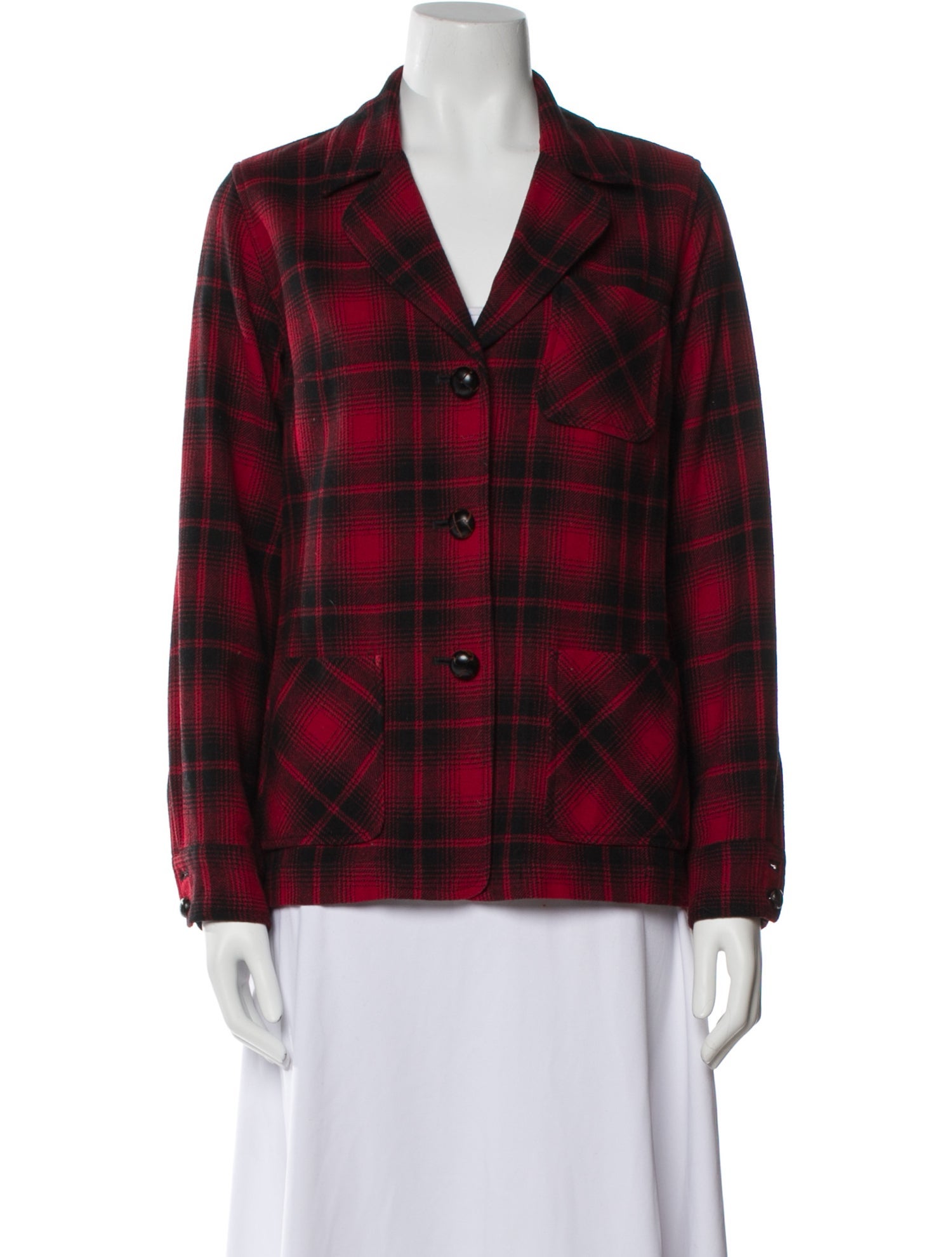 Pendleton Virgin Wool Plaid Print Blazer