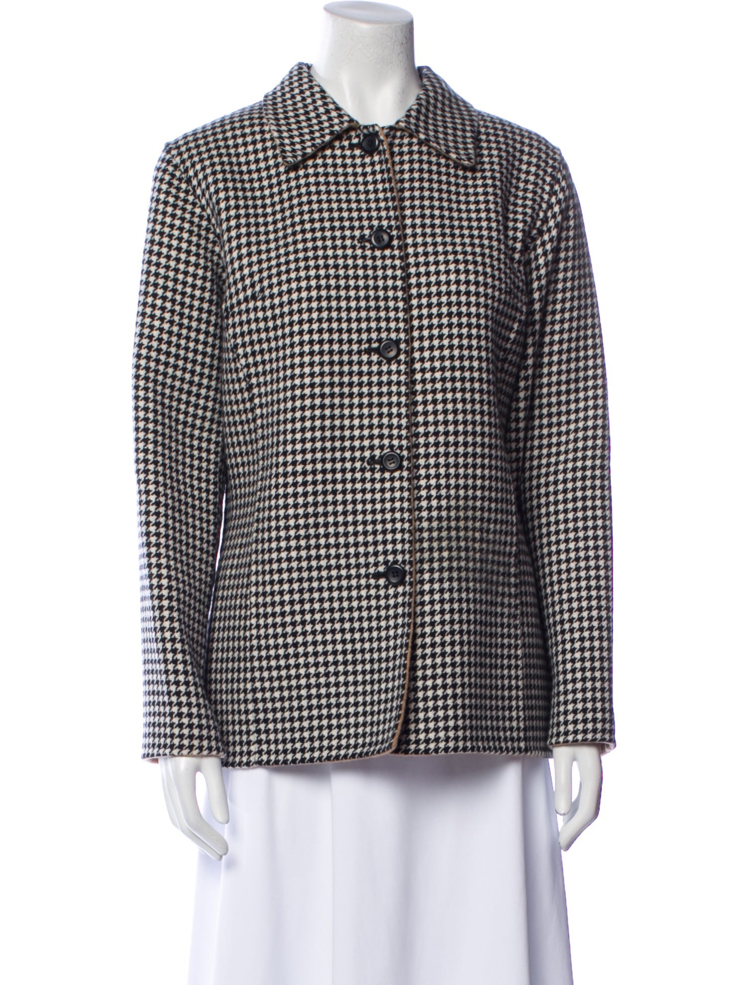 Pendleton Merino Wool Houndstooth Print Coat