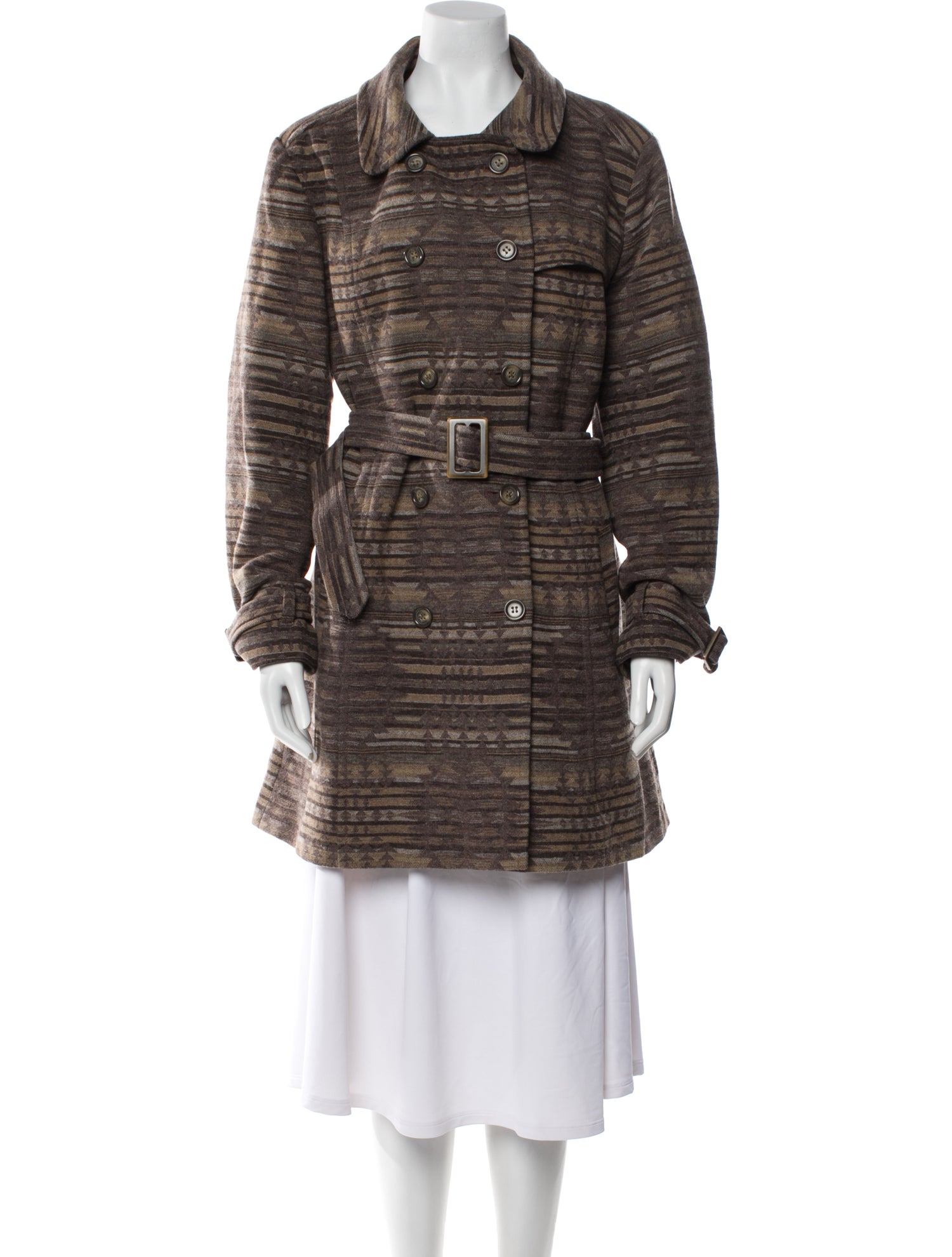 Pendleton Virgin Wool Plaid Print Trench Coat