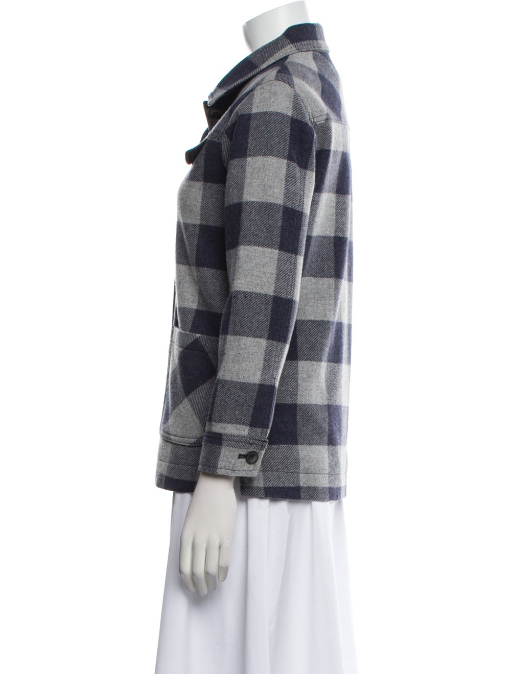 Pendleton Virgin Wool Jacket Blue Plaid Print Poi… - image 2