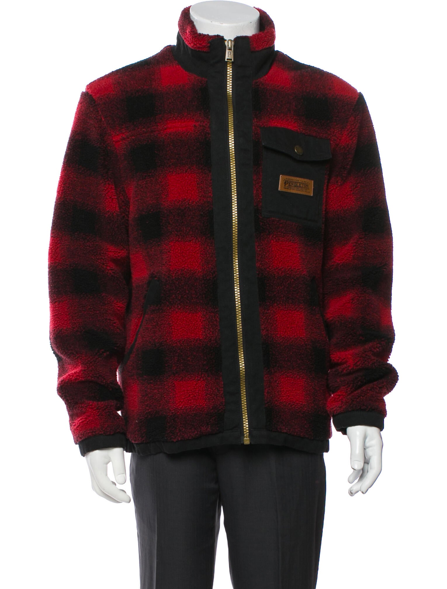 Pendleton Fleece Plaid Print Puffer Coat
