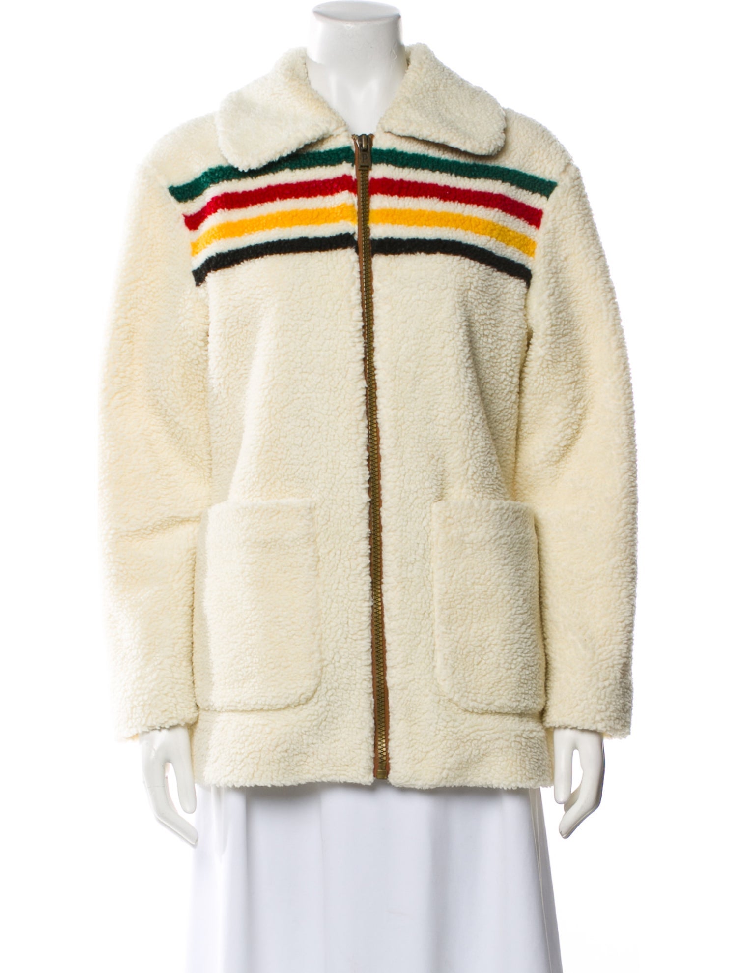 Pendleton Striped Faux Fur Jacket
