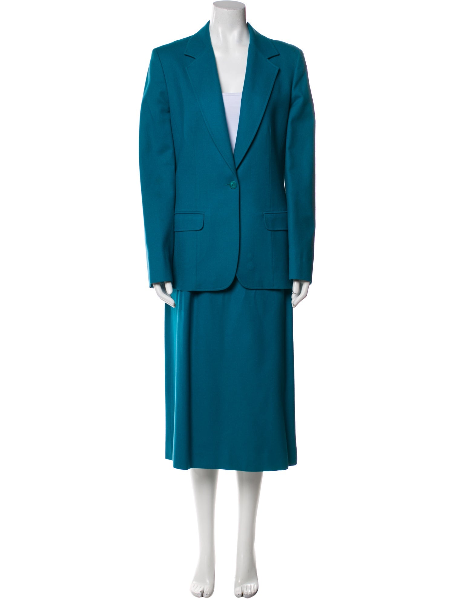 Pendleton Virgin Wool Pleated Accents Skirt Suit