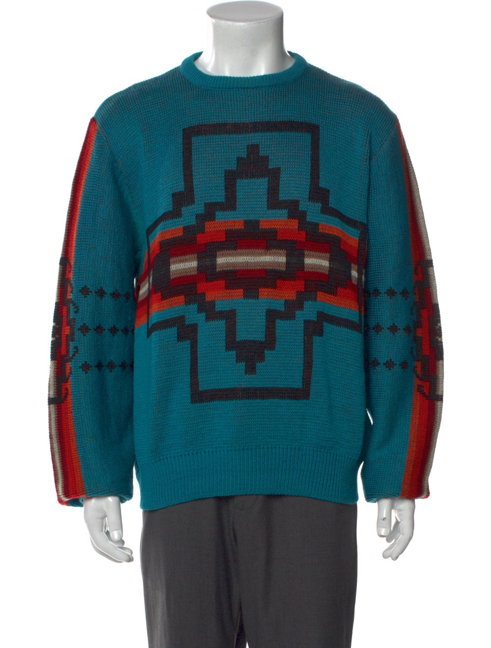 Pendleton Virgin Wool Pullover Blue Striped Long … - image 1