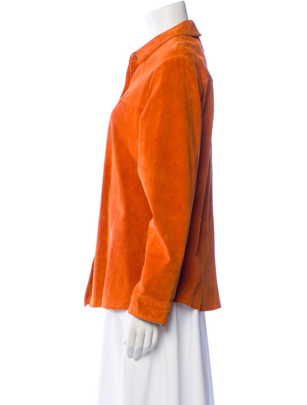 Pendleton Leather Jacket Orange Pointed Collar - image 2