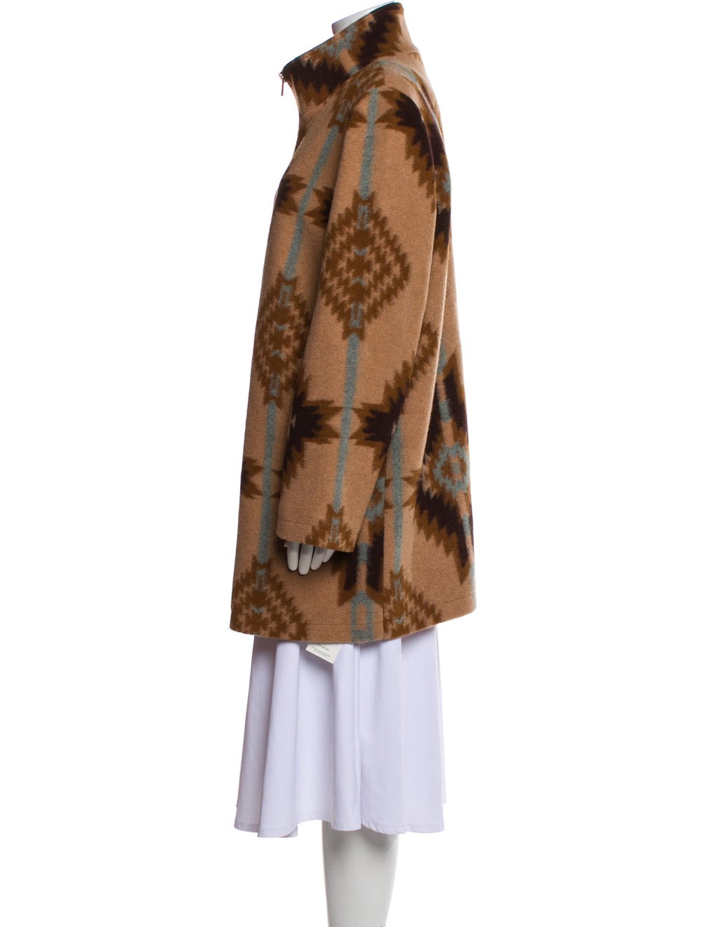 Pendleton Wool Coat Brown Printed Stand Collar Kn… - image 2