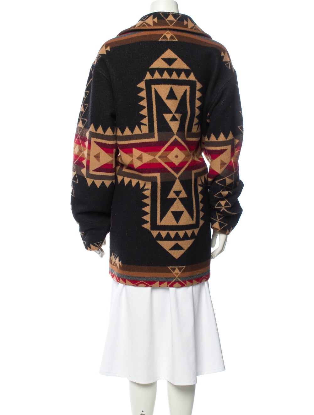 Pendleton Wool Coat Black Printed Pointed Collar … - image 3