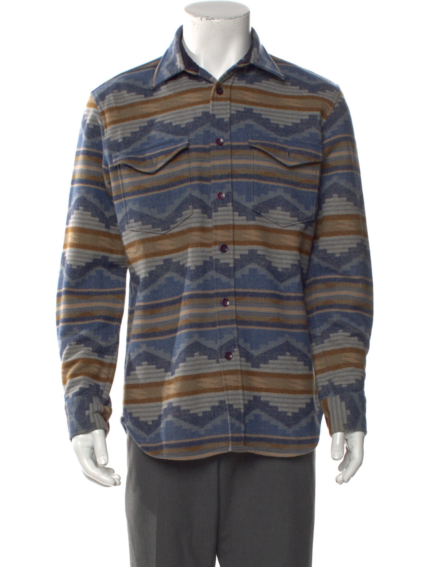 Pendleton Virgin Wool Striped Polo Sweater