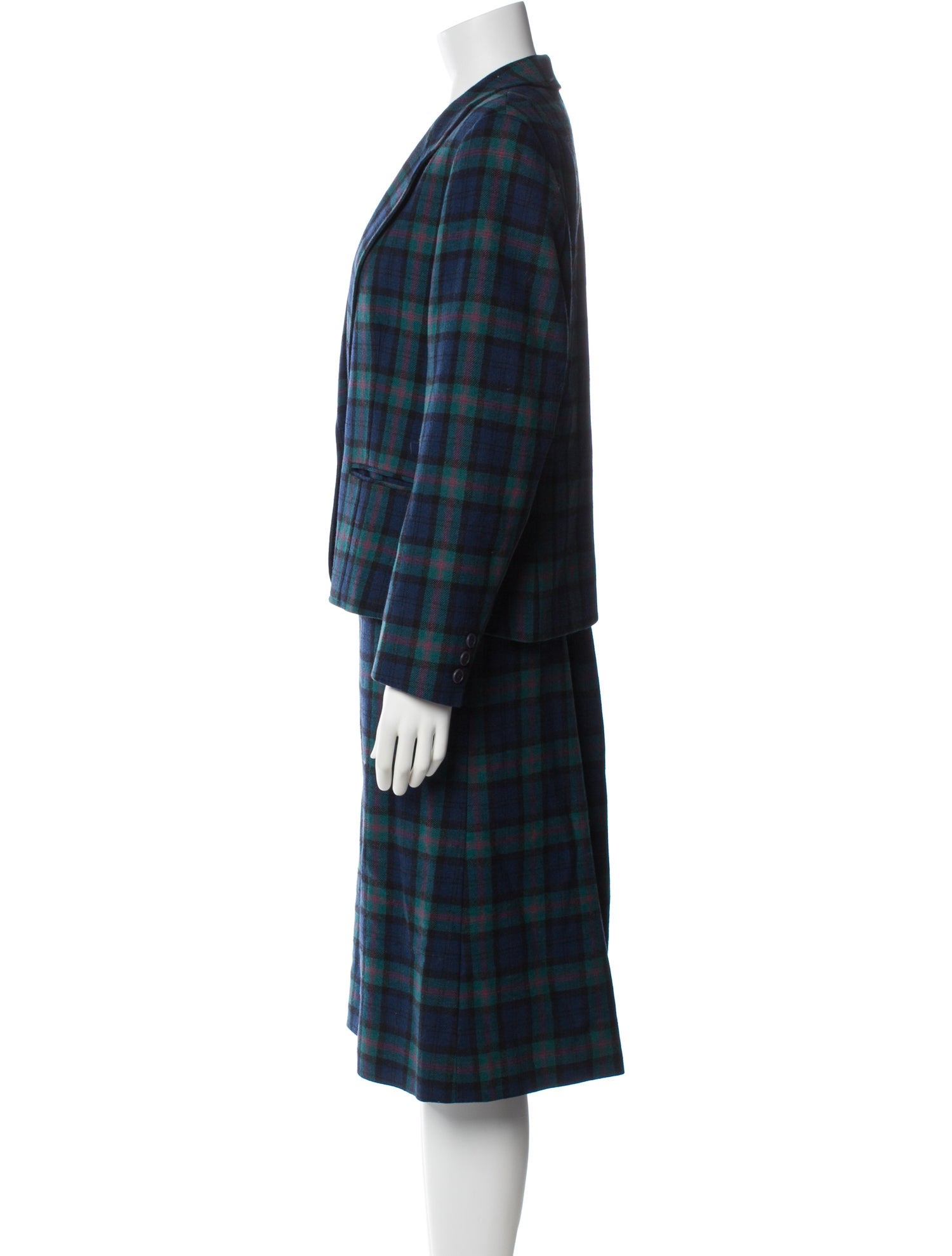 Pendleton Virgin Wool Plaid Print Skirt Suit