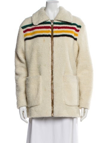 Pre-owned Pendleton Colorblock Pattern Faux Fur Jacket In Neutral