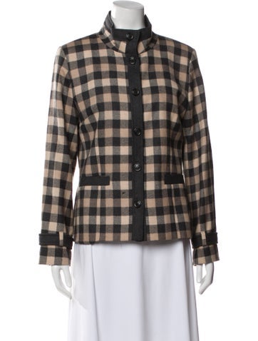 Pre-owned Pendleton Virgin Wool Plaid Print Jacket In Brown