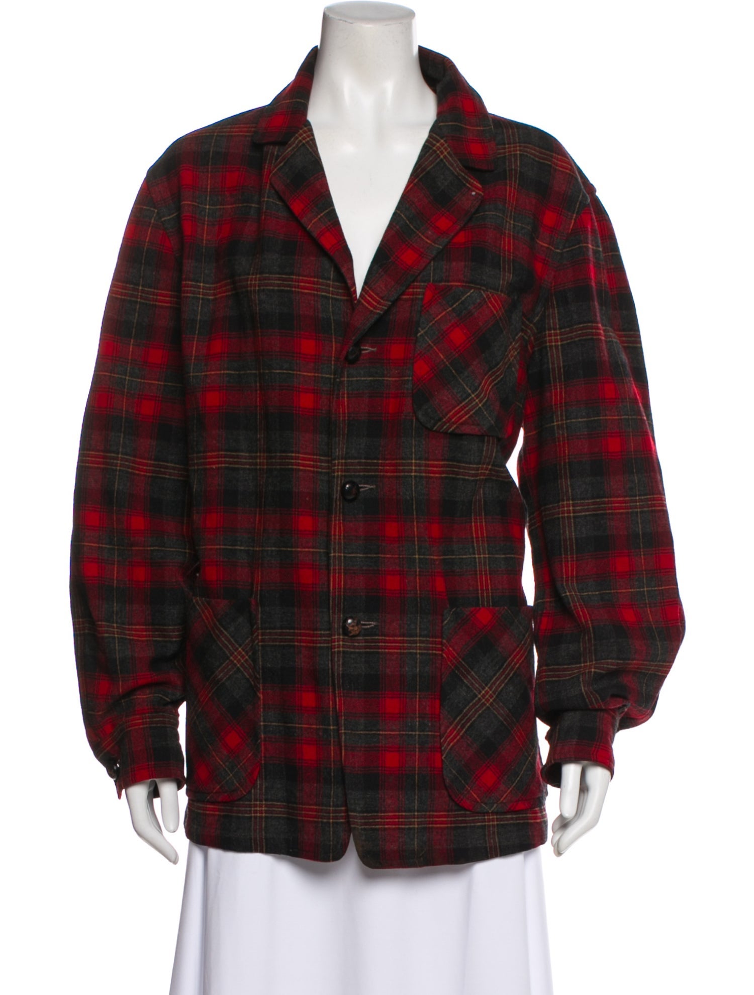Pendleton Virgin Wool Plaid Print Blazer