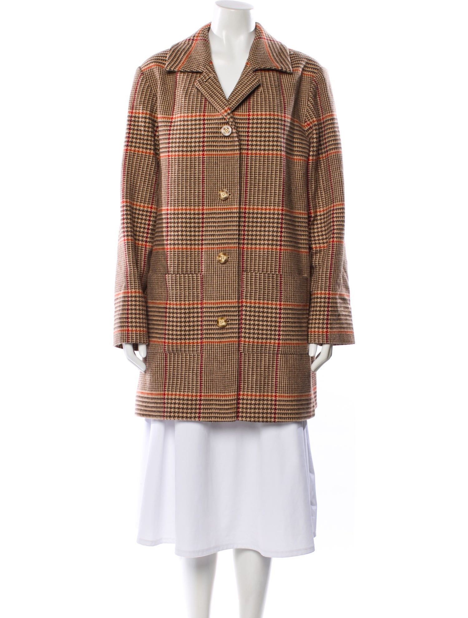 Pendleton Merino Wool Plaid Print Faux Fur Coat