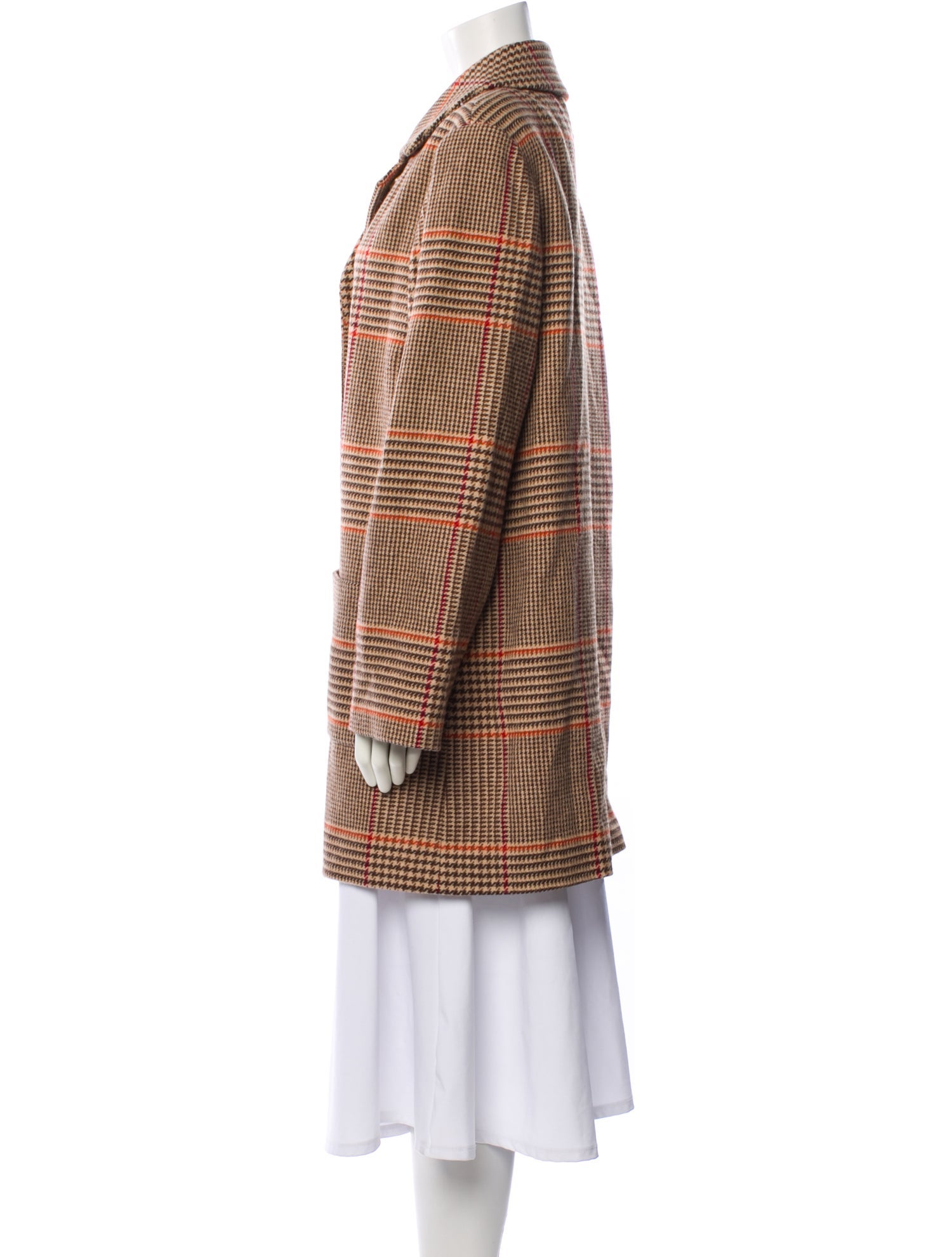 Pendleton Merino Wool Plaid Print Faux Fur Coat