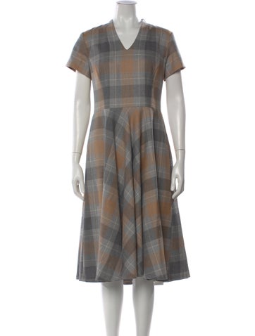 Pre-owned Pendleton Plaid Print Midi Length Dress In Gray