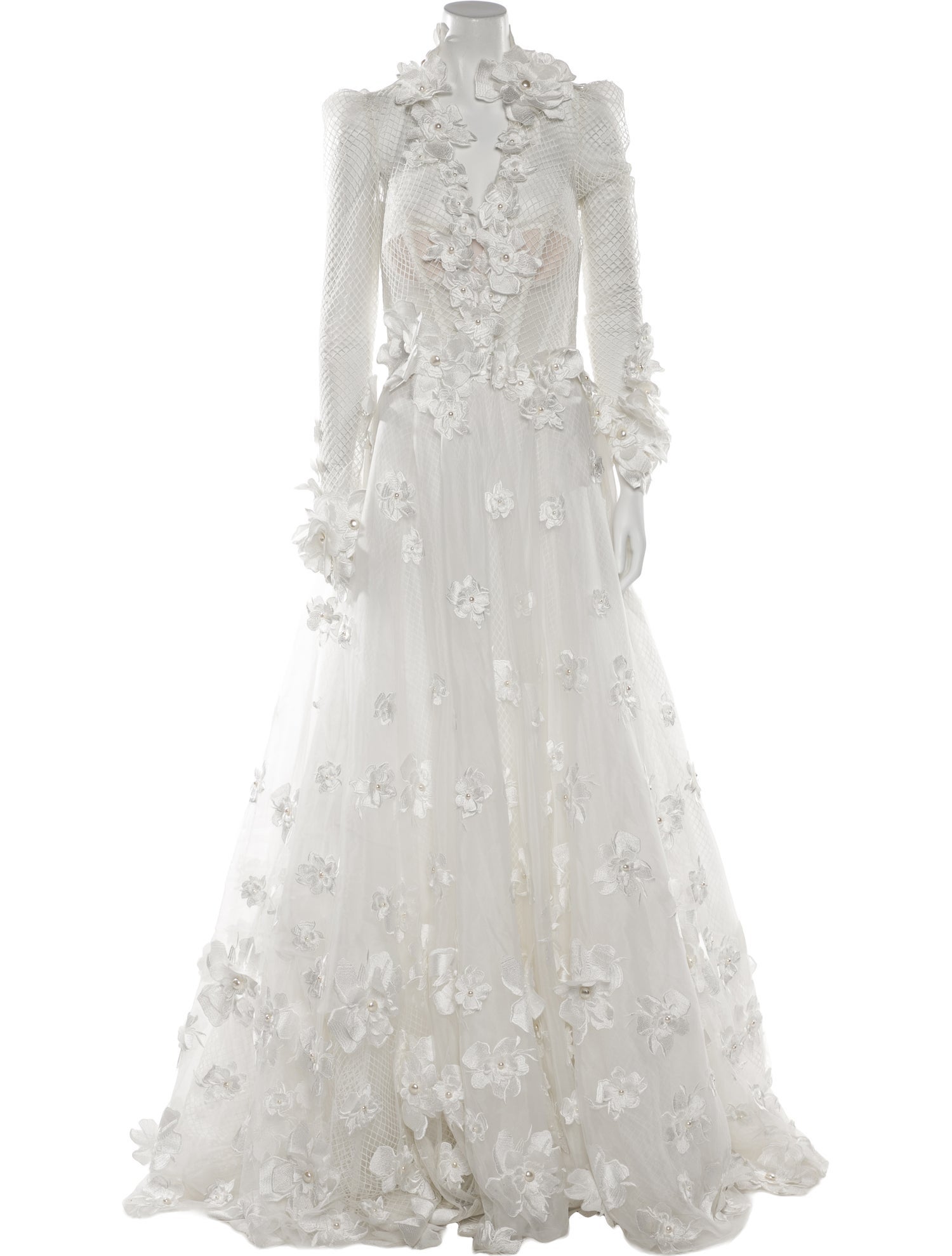 Pnina Tornai Lace Pattern Long Dress