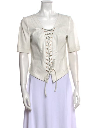 Pnina Tornai V-Neck Short Sleeve Blouse