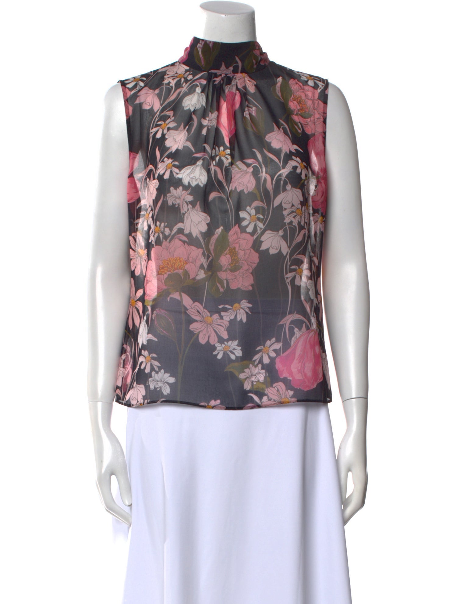 Pnina Tornai Floral Print Mock Neck Blouse