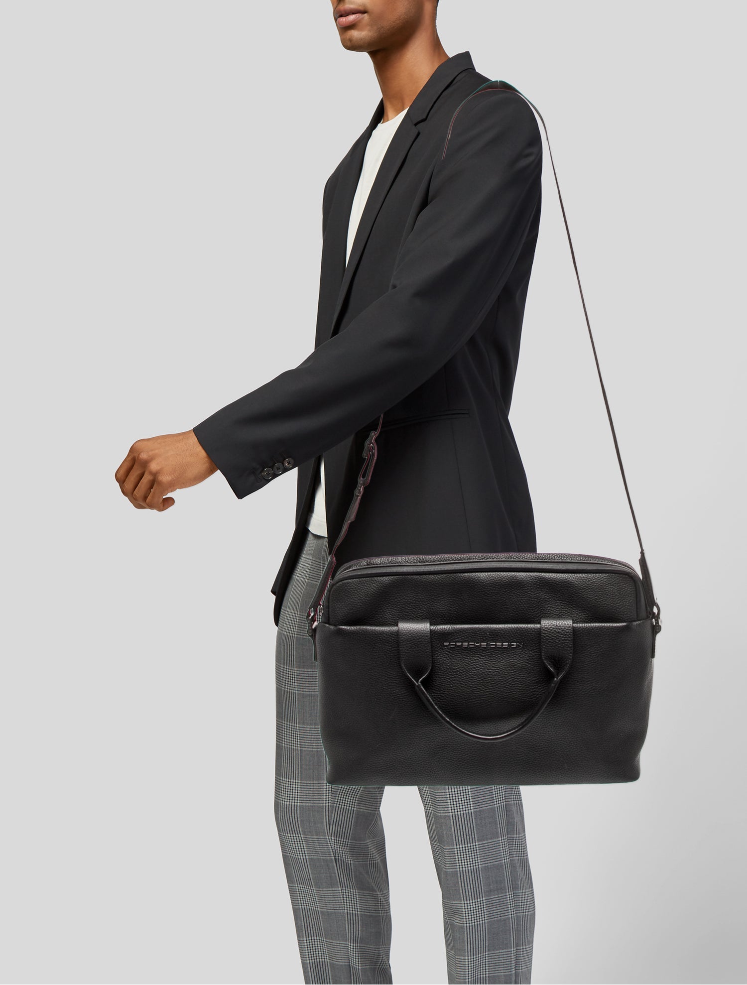 Porsche Design Embossed Leather Messenger Bag