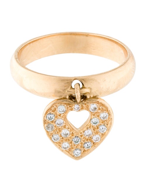 Poiray 18K Diamond Heart Dangle Charm Ring