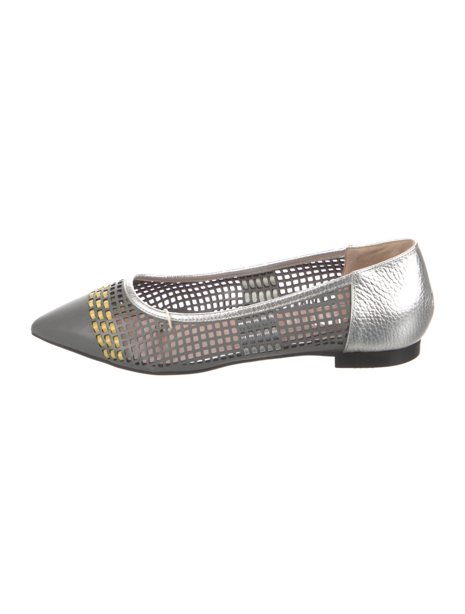 Pollini Leather Colorblock Pattern Flats