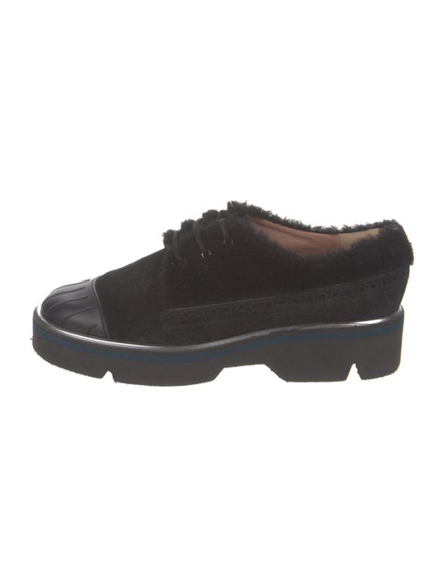 Pollini Suede Fur Trim Oxfords