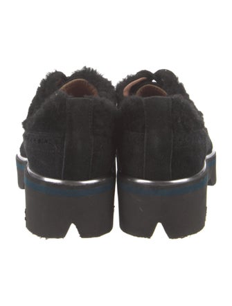 Pollini Suede Fur Trim Oxfords