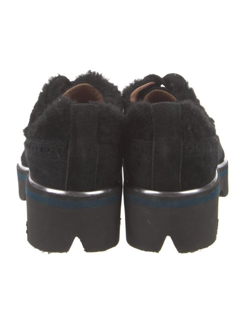 Pollini Suede Fur Trim Oxfords
